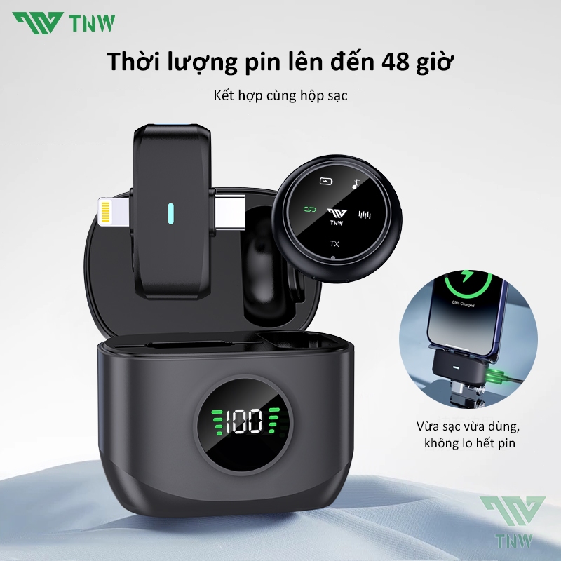 TNW Micro Thu Âm Không Dây Cài Áo Mini Mic Ghi Âm Khử Tiếng Ồn Ve Áo Micro Giảm Tiếng Ồn Micro Không Dây | BigBuy360 - bigbuy360.vn