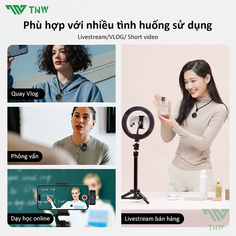 TNW Micro Thu Âm Không Dây Cài Áo Mini Mic Ghi Âm Khử Tiếng Ồn Ve Áo Micro Giảm Tiếng Ồn Micro Không Dây | BigBuy360 - bigbuy360.vn