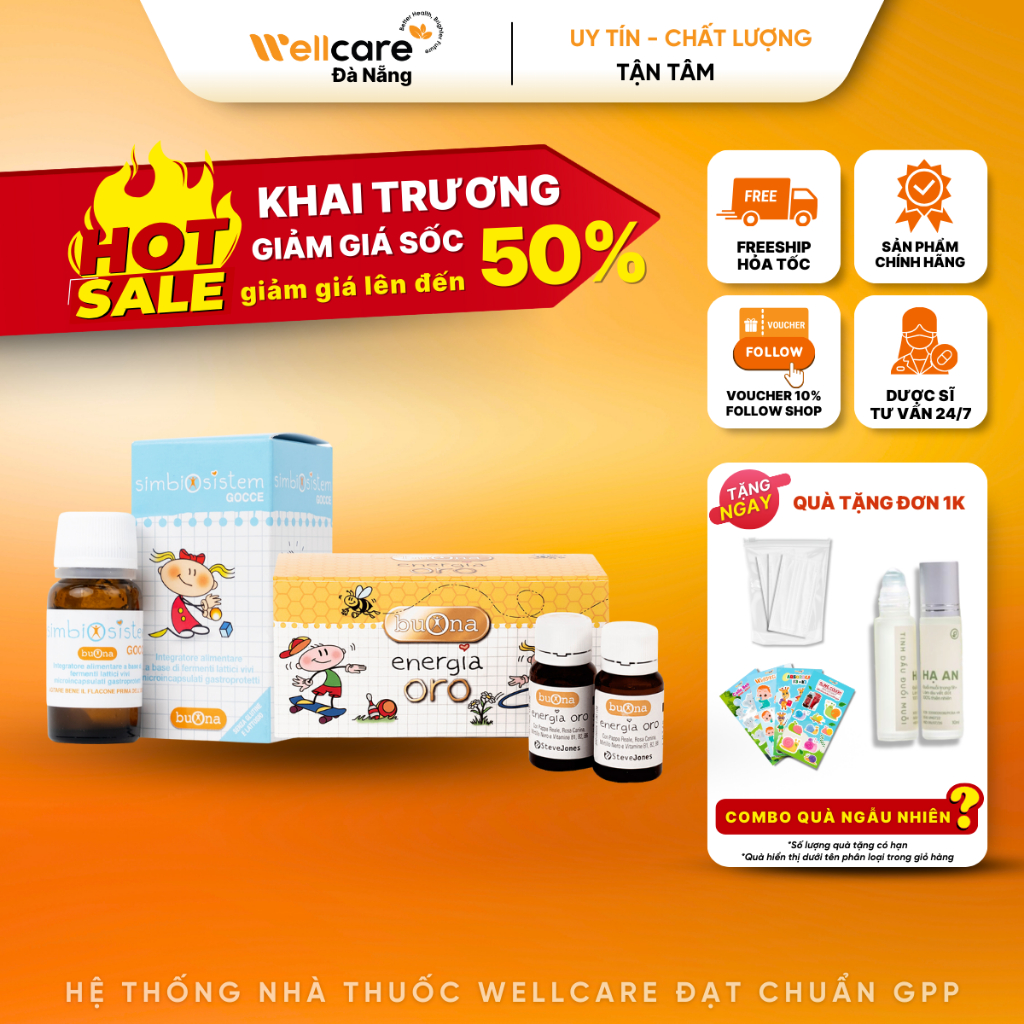[CHÍNH HÃNG] Combo Simbiosistem Gocce & Oro Energia- Buona bổ sung lợi khuẩn, tiêu hóa tốt, trẻ ăn n