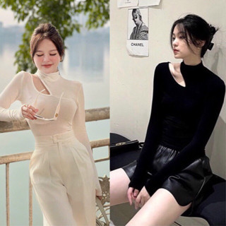 Áo thun cổ cao khoét hở vai sang chảnh mới lạ A131