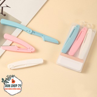 Bộ 3 Dao Tìa Mày Gấp Gọn Kèm Hộp Đựng Bảo Quản An Toàn, Dao Tỉa Chân Mày Lưỡi Dao Thép Không Gỉ