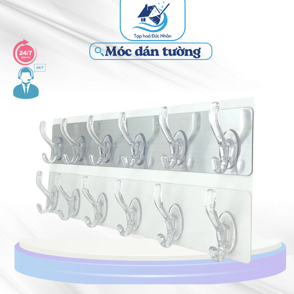 [Loại 1] Móc Dán Tường 6 Móc Siêu Bám Dính, Uốn Cong Thông Minh, Chịu Tải Lớn - MD6