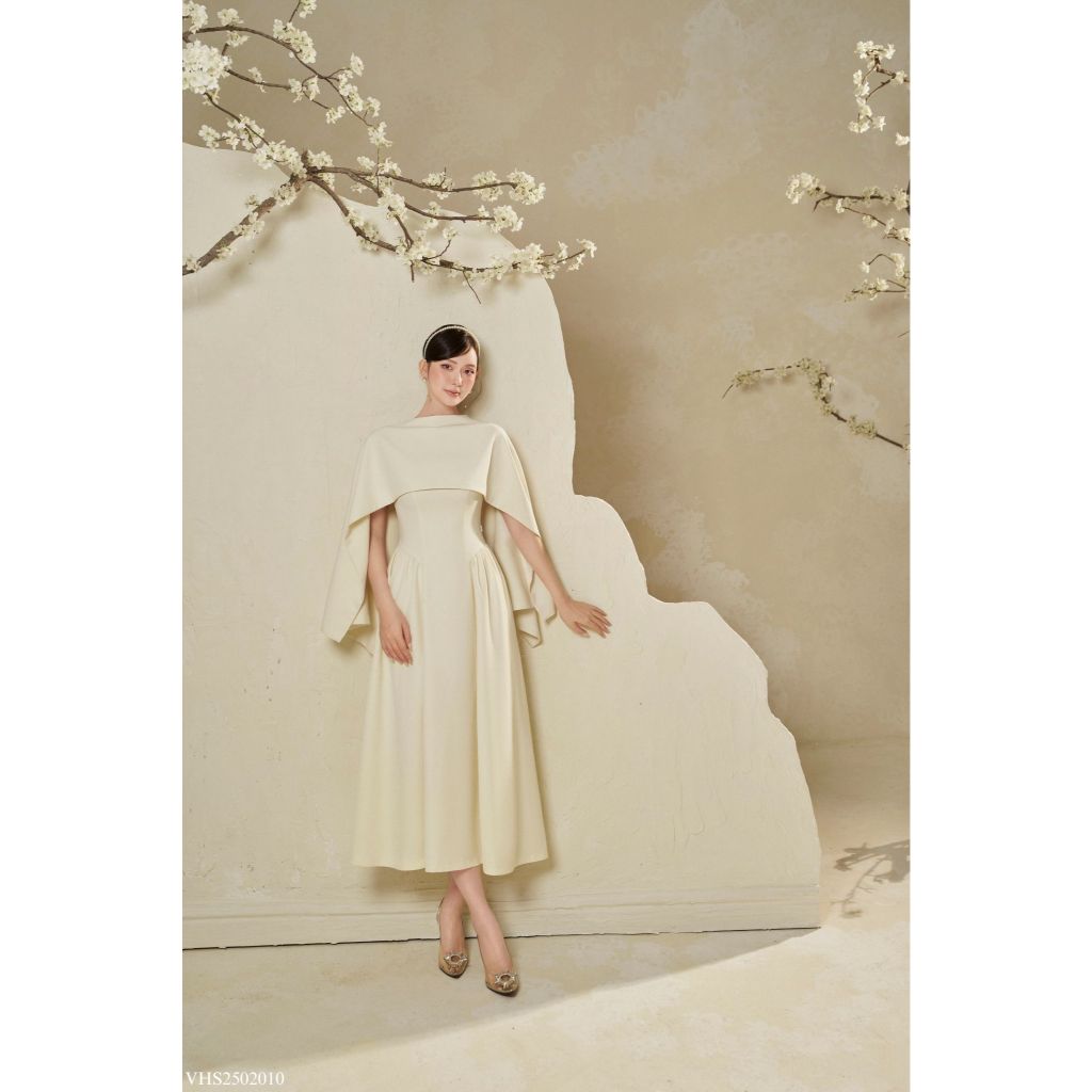 Váy đầm dự tiệc hai dây phối áo choàng ngoài thiết kế TIINSTORE chiết eo sang chảnh thanh lịch VHS.2502.010 | BigBuy360 - bigbuy360.vn