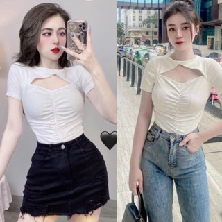 Áo kiểu nữ sang chảnh cuốn hút - Áo thun nữ hở ngực Sexyy đi tiệc đi bar cực xịn xò xu hướng A156