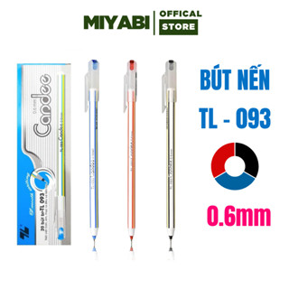 Combo 20 bút nến thiên long xanh đen TL-093 ngòi 0.6mm - Hộp bút bi thiên long cao cấp - MIYABI