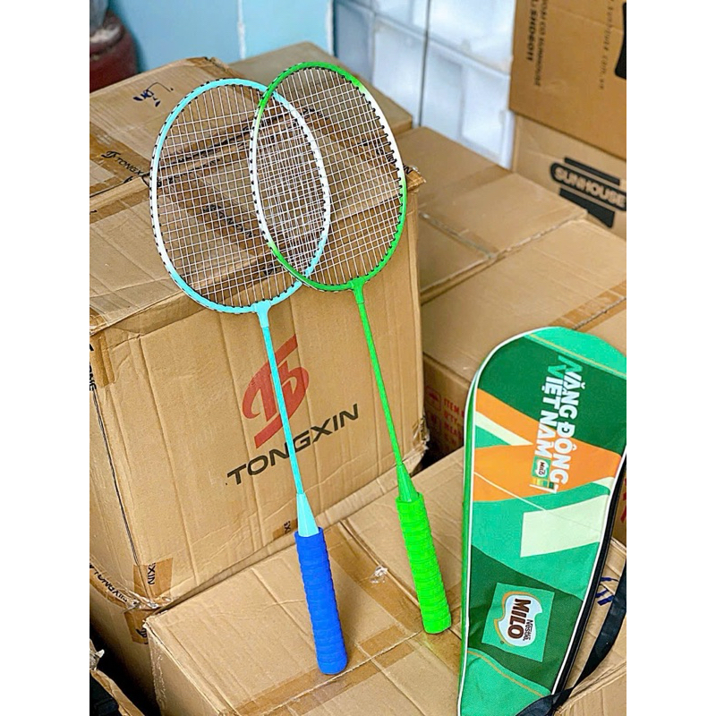 bộ 2 vợt cầu lông cho bé và người lớn kèm túi đựng milo💐💐freeship💐💐Hkm sữa milo