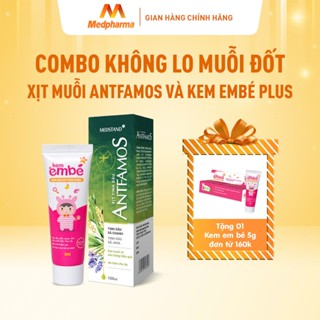 COMBO không lo muỗi đốt Xịt muỗi Antfamos và Kem EmBé Plus, phòng ngừa muỗi đốt, giảm ngứa, giảm sưng, ngừa thâm sẹo