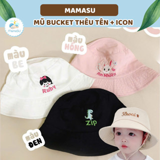 (THÊU TÊN) Mũ Bucket Mẫu Mới Thêu Tên Bé Theo Yêu Cầu Phong Cách Hàn Quốc - Nón Vải Dễ Thương Cho Bé Đi Chơi Học Du Lịch
