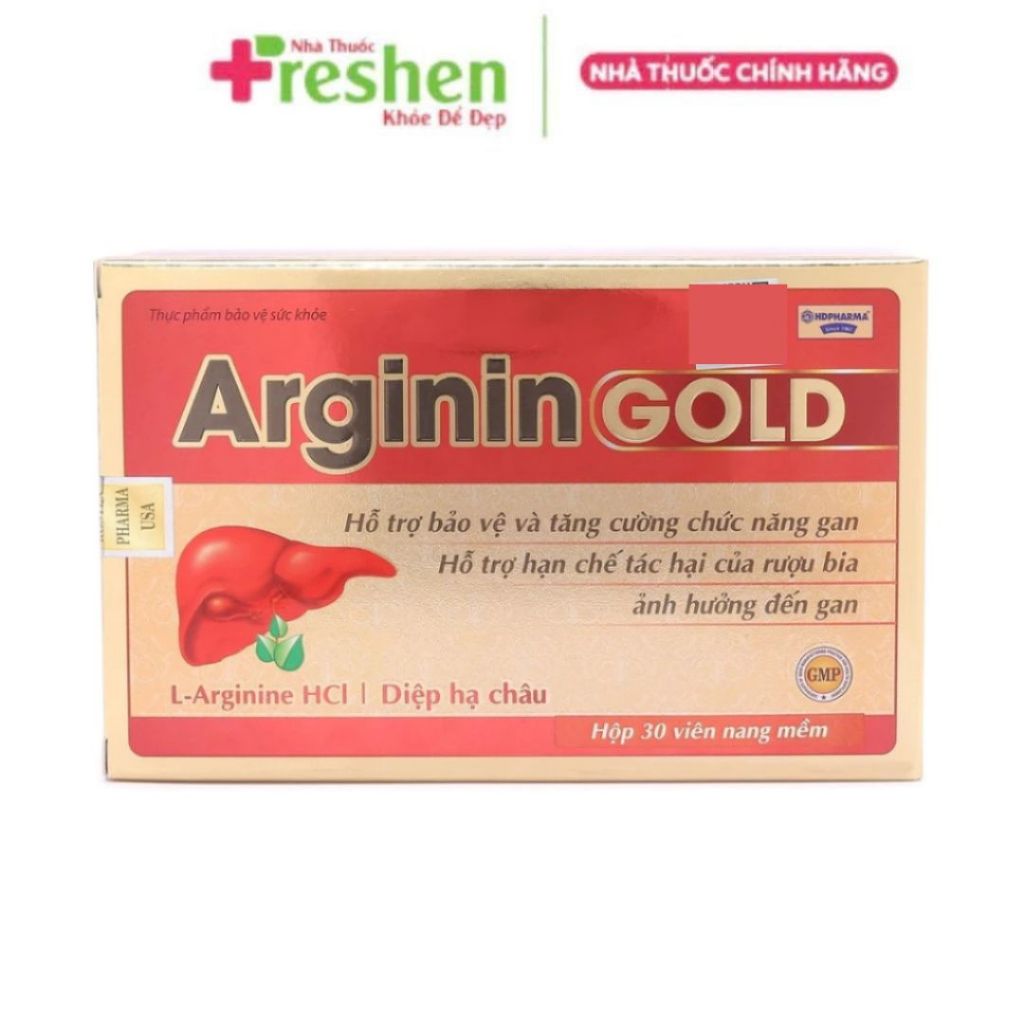 Viên uống bổ gan thảo dược Arginin Gold giải độc gan, hạ men gan - Hộp 30 viên