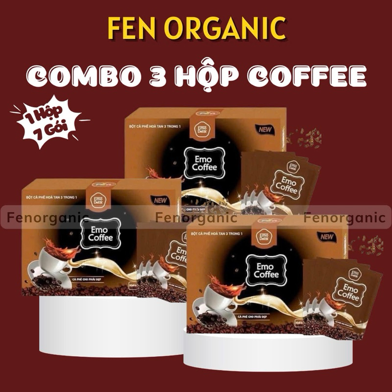 (FREESHIP) Combo 3 Hộp Bột Giảm Cân Emo Coffee Thơm Ngon - Emodetox Chính Hãng - FEN ORGANIC