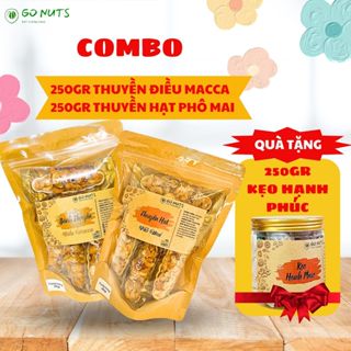 [COMBO NGON KHỎE] Thuyền điều macca 250g + Thuyền hạt phô mai 250g TẶNG Kẹo hạnh phúc 250g GO NUTS