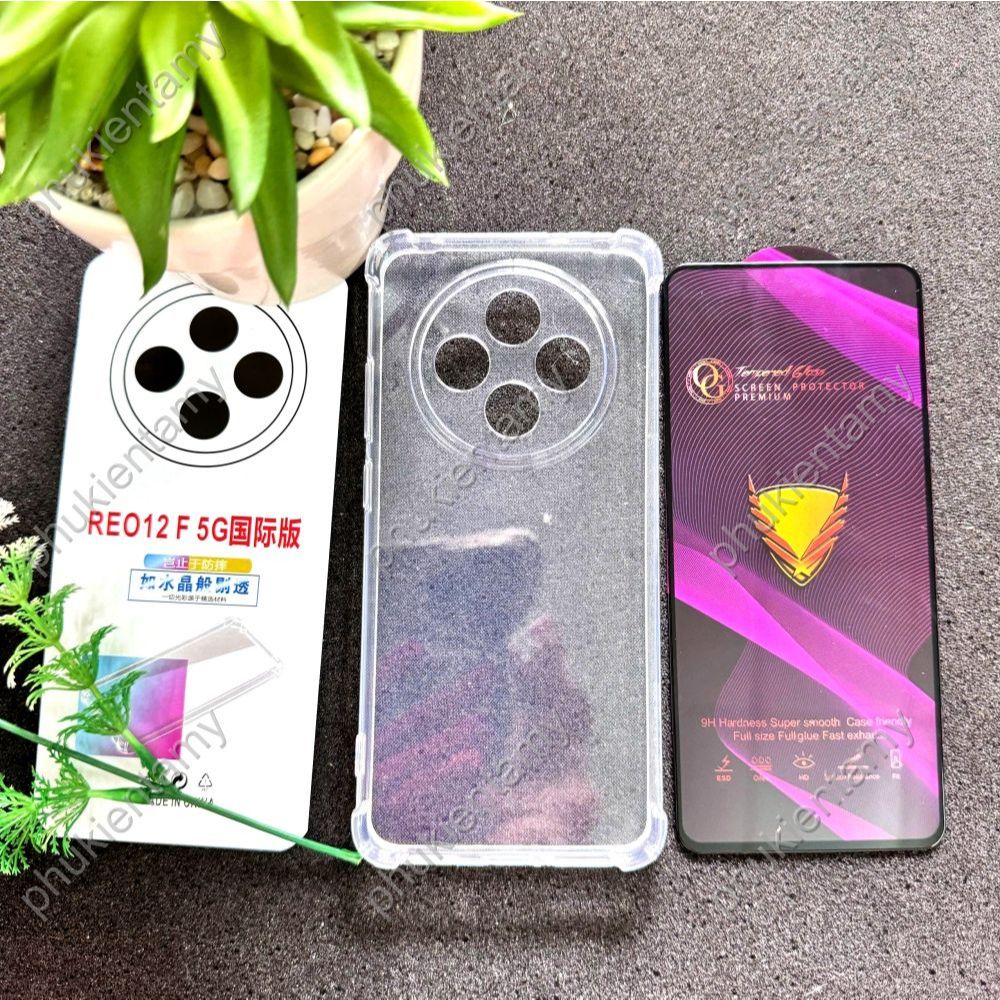 OPPO RENO 12F 5G / RENO 12F 4G - Ốp Lưng TPU Trong Chống Sốc và Kính Cường Lực Full Màn Hình OG