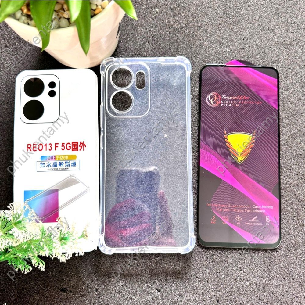 OPPO RENO 13F 4G / RENO 13F 5G - Ốp Lưng TPU Trong Chống Sốc và Kính Cường Lực Full Màn Hình OG