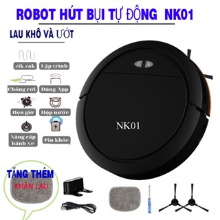 Robot hút bụi lau nhà  NK01 lực hút mạnh  hút bụi tự động điều khiển bằng điện thoại   bảo hành 12 tháng