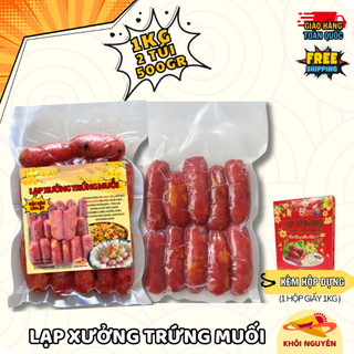  Lạp xưởng trứng muối 1kg  gồm 2 túi 500gr  - có kèm hộp giấy - Khôi Nguyên Food 