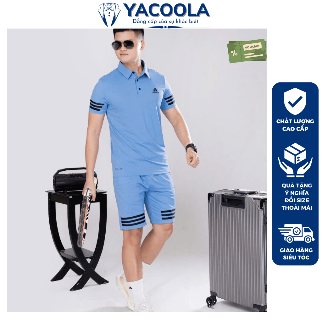 Bộ thể thao nam cao cấp mùa hè chất mát chuẩn phom xịn đẹp Yacoola YD5-230 Set thể thao nam cộc tay 