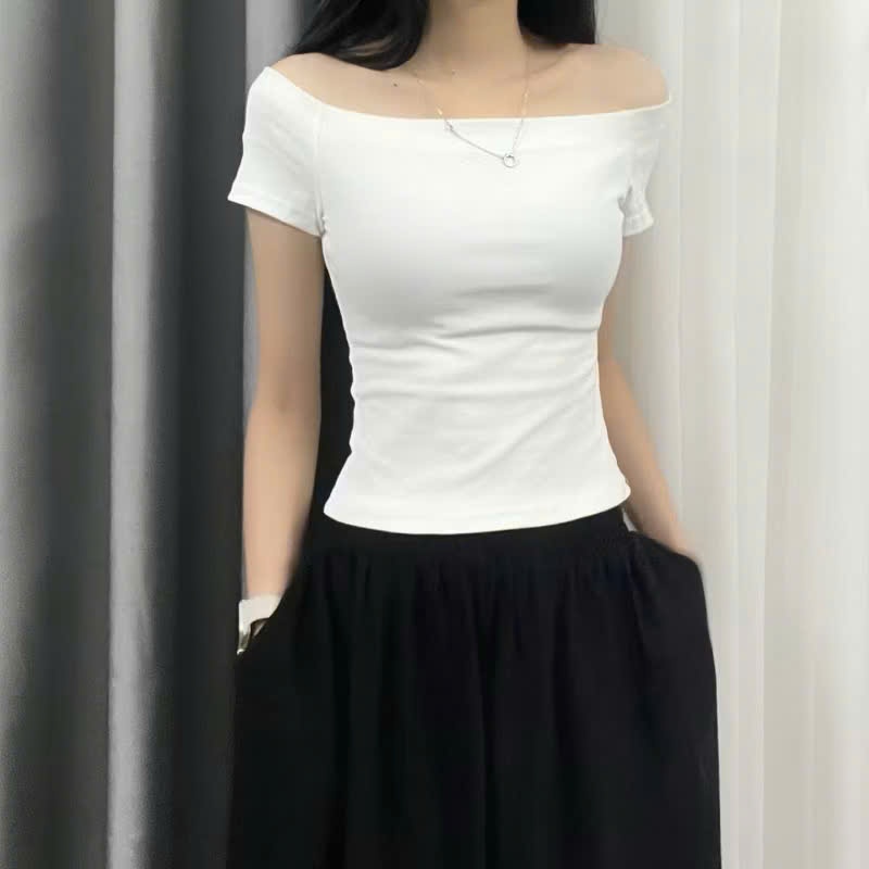 Áo thun nữ áo trễ vai nữ cộc tay co giãn mềm mát ôm body A310 SUTANO | BigBuy360 - bigbuy360.vn