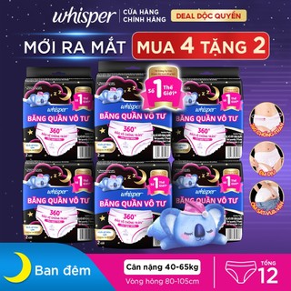   Mới Ra Mắt  Mua 4 Tặng 2 Băng Quần WHISPER Koala Cho Giấc Ngủ Ngon Trọn Vẹn Size M-L Gói 2 Miếng 