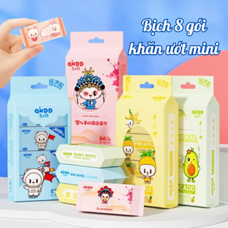  Bịch 8 Gói Khăn Giấy Ướt Mini Bỏ Túi Khăn Ướt Đa Năng Du Lịch Nhỏ Gọn Tiện Lợi Dùng An Toàn Cho Bé 