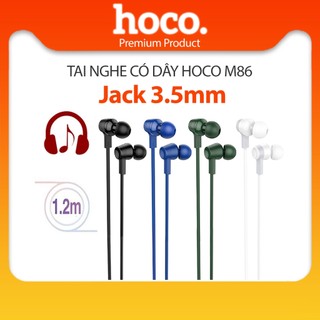  Tai nghe có dây jack 3.5mm Hoco M86 dây dẹt đầu cắm chữ L hỗ trợ micro đàm thoại dài 120CM 