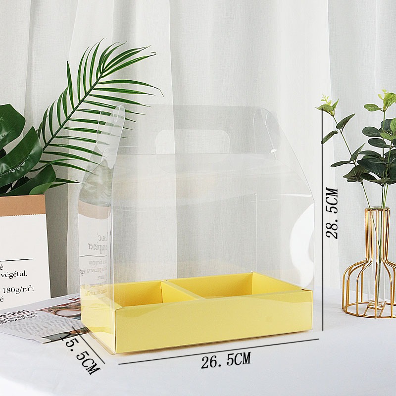 5 Hộp Vali Nhựa Mica trong 2 ngăn đựng Hoa & Bánh, Hộp Quà tặng, Hộp Hoa tươi, Lễ 8/3, 20/11, 14/2 - Vàng thấp