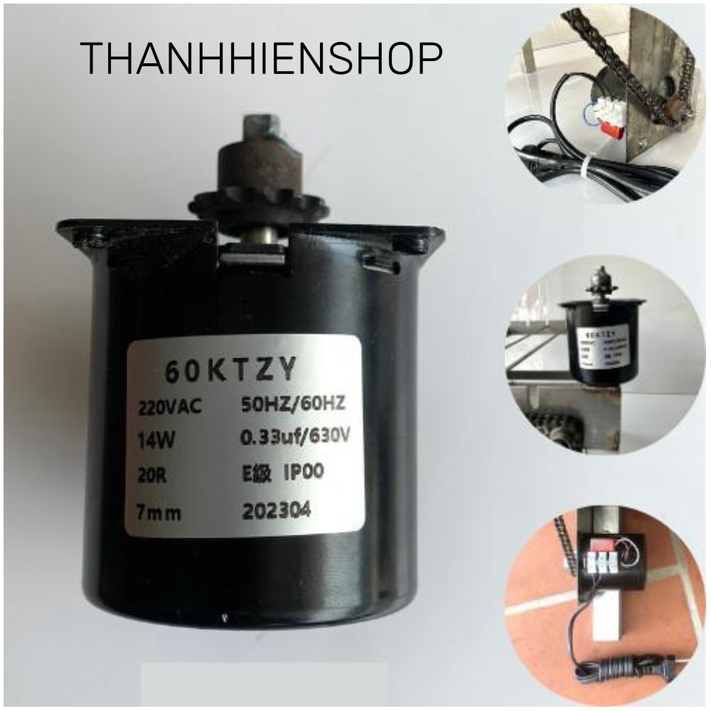 Mô Tơ 220V Quay Gà Vịt 60KTYZ 14W Motor 220V Động Cơ 220V Giảm Tốc 220V Đã Hàn Nhông