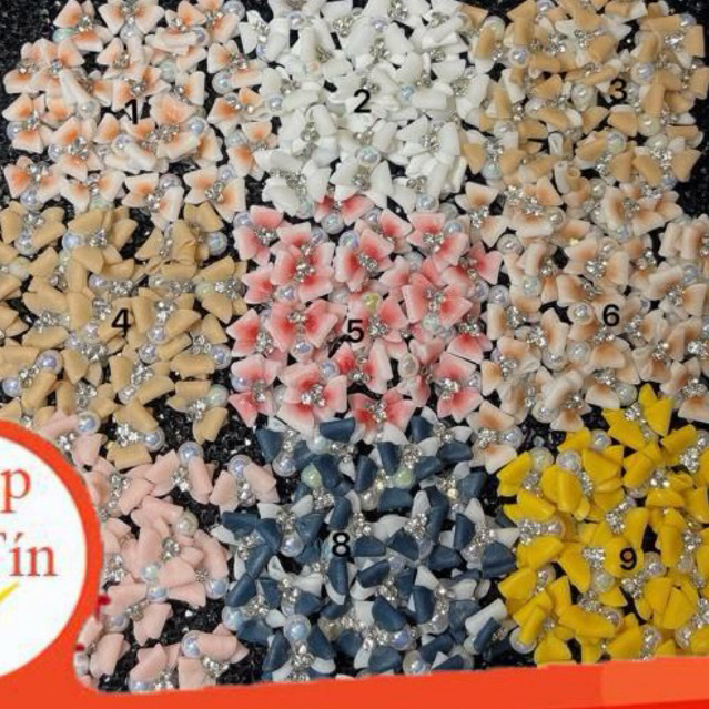 Hoa bột nail gắn móng tay Nơ trai ( set 2 bông/10 bông )