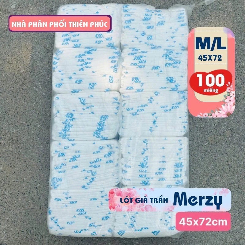 (Sỉ 100 miếng) Tấm lót già Merzy loại B (lót trần) ML 45x72cm siêu thấm 5 lớp #lót già #merzy #lót merzy #tã merzy