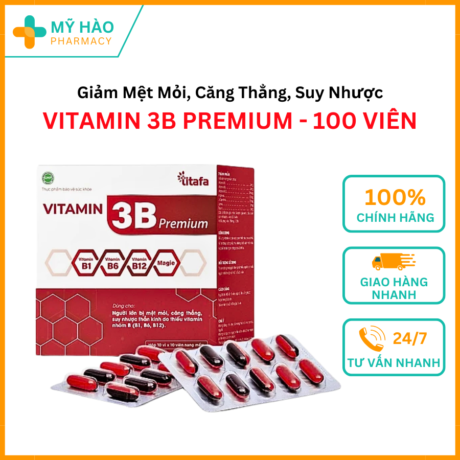 Vitamin 3B Premium Titafa - Giảm Mệt Mỏi, Căng Thẳng, Suy Nhược Thần Kinh Do Thiếu Vitamin Hộp 100V
