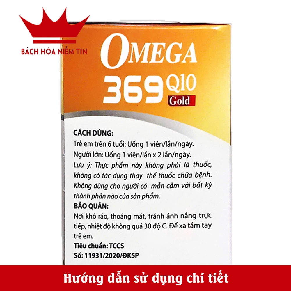 Viên dầu cá Omega 369 dầu gấc đỏ - hộp 100 viên - giúp bổ não, giảm khô mắt, mỏi mắt, tăng cường thị lực hiệu quả