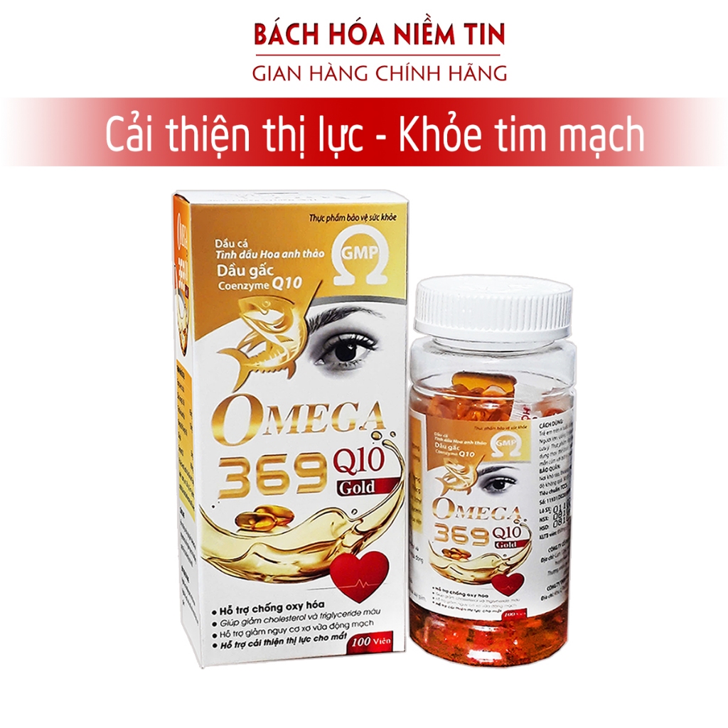 Viên dầu gấc đỏ Omega 369  dầu cá tự nhiên giúp bổ não, giảm khô mắt, mỏi mắt, tăng cường thị lực hộp 100 viên