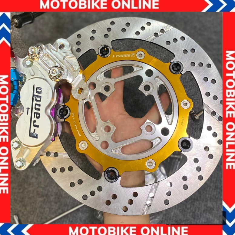 Combo 3 món Frando (Heo dầu Frando+ Pad các dòng xe+ Đĩa Frando màu vàng size 260mm) gắn các dòng xe