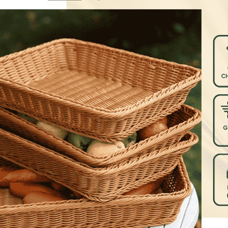  Rổ Mây Giỏ Nhựa Kiểu Mây Tre Đan Vintage Khay Đựng Hoa Quả Dã Ngoại Dòng Decor 
