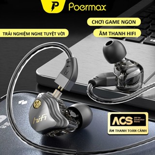 Tai nghe có dây gaming nhét tai Poermax SE-10 âm thanh Hifi thích hợp cho điện thoại và máy tính PC