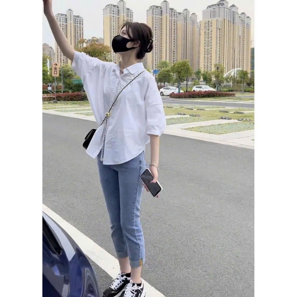 Áo sơ mi nữ dáng rộng phong cách Hàn Quốc tối giản basic form chuẩn GOLALA SP282 | BigBuy360 - bigbuy360.vn