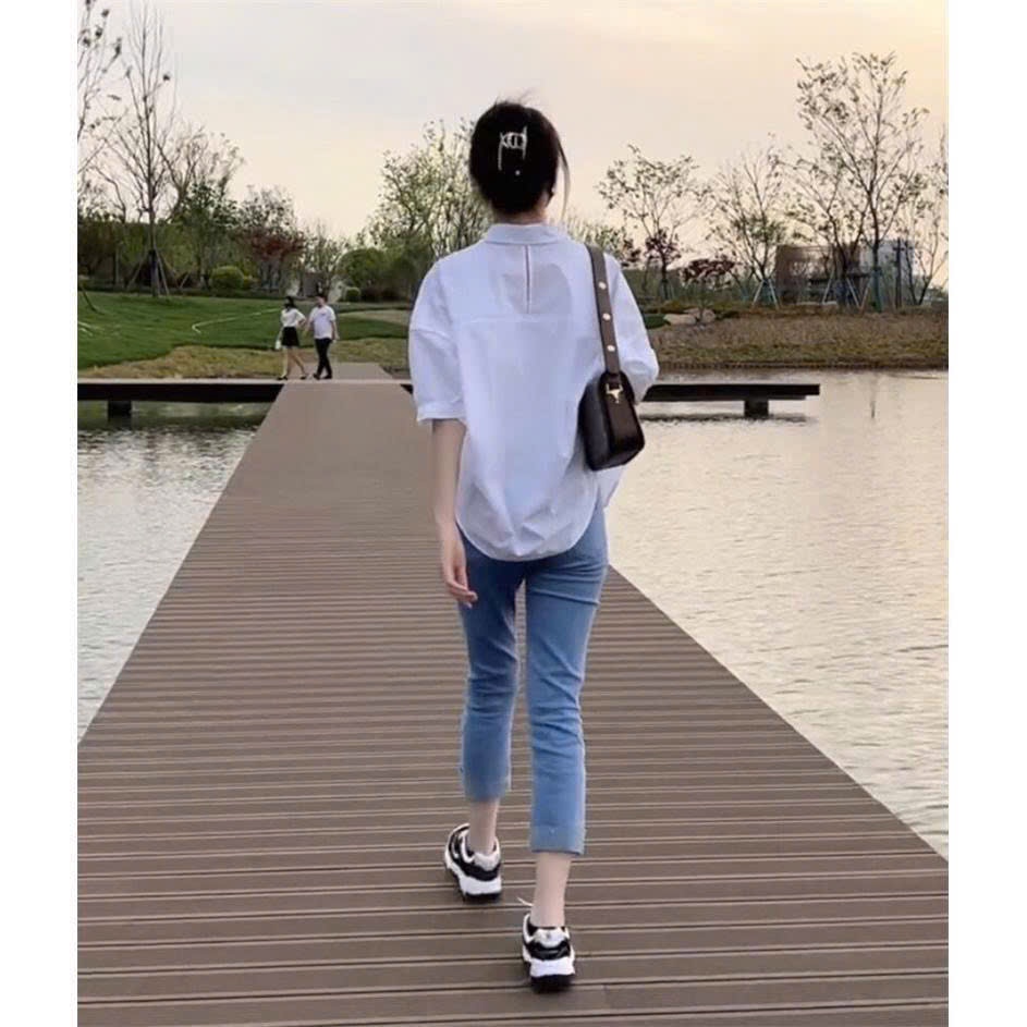 Áo sơ mi nữ dáng rộng phong cách Hàn Quốc tối giản basic form chuẩn GOLALA SP282 | BigBuy360 - bigbuy360.vn