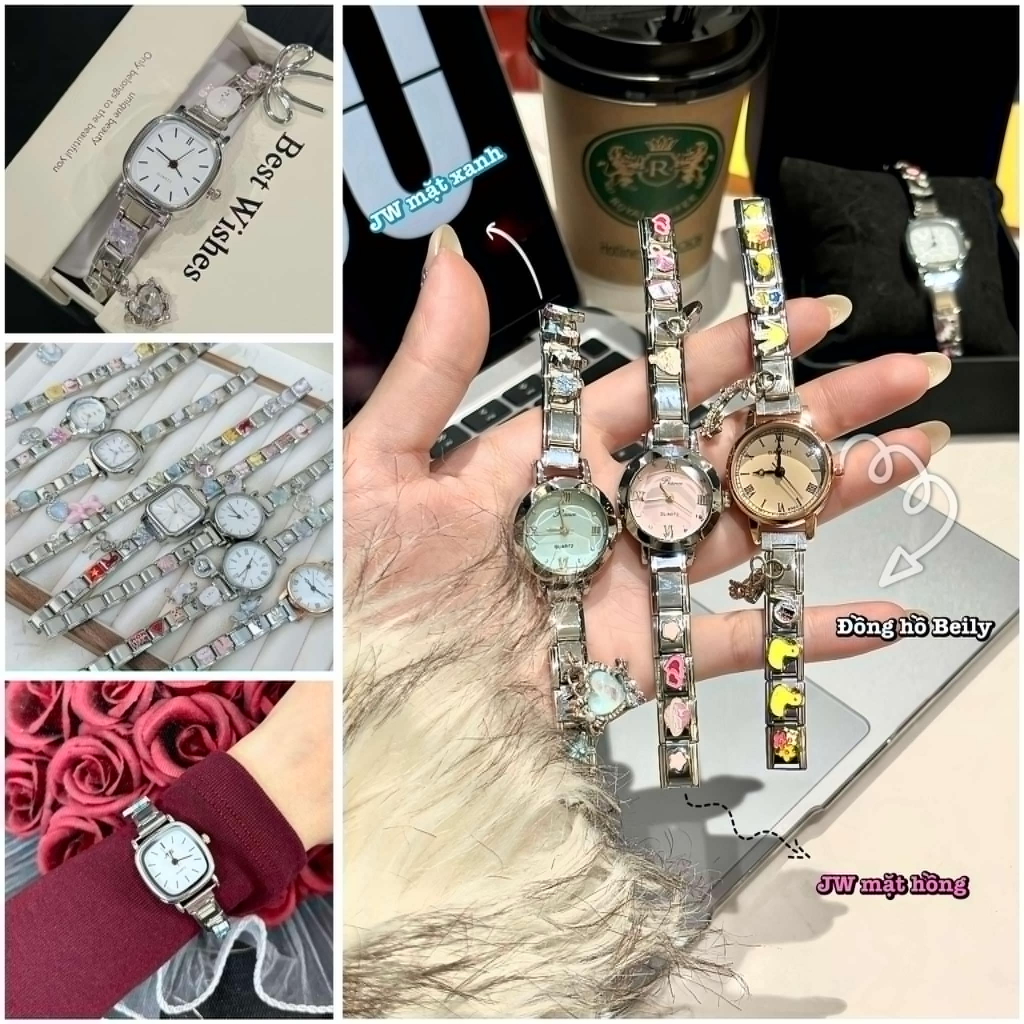 [ Tặng 1 charm ngẫu nhiên] Đồng hồ JW mix charm italian, đồng hồ Jis mix charm italian, đồng hồ nữ n