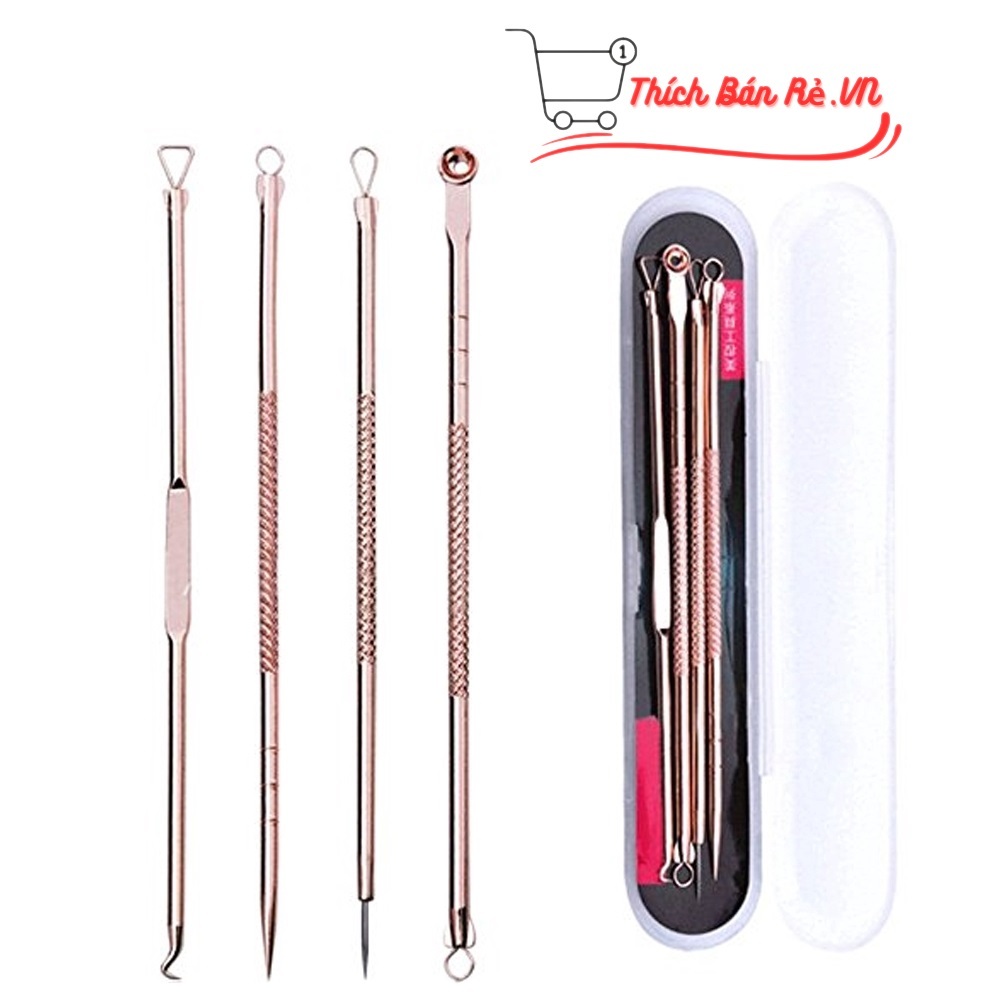 Bộ 4 cây nặn mụn lấy mụn 8 đầu tiện lợi Luxury Korea, Set 4 dụng cụ lấy mụn chuẩn