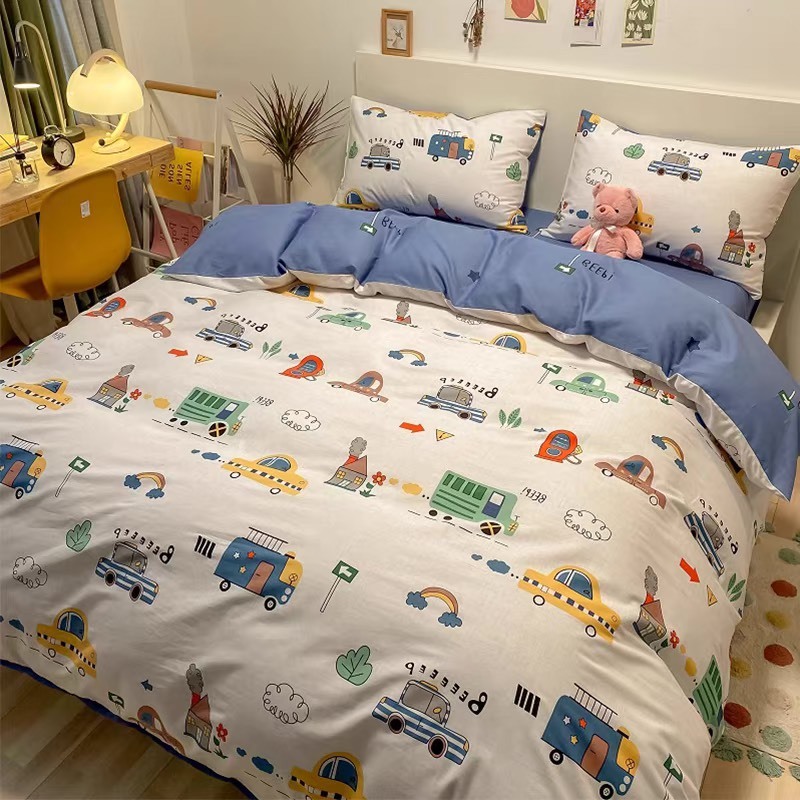Sét Ga Gối kèm Vỏ Chăn 4 món EverDream 136 Ô Tô, 100% cotton living nhập khẩu, đủ mọi kích thước