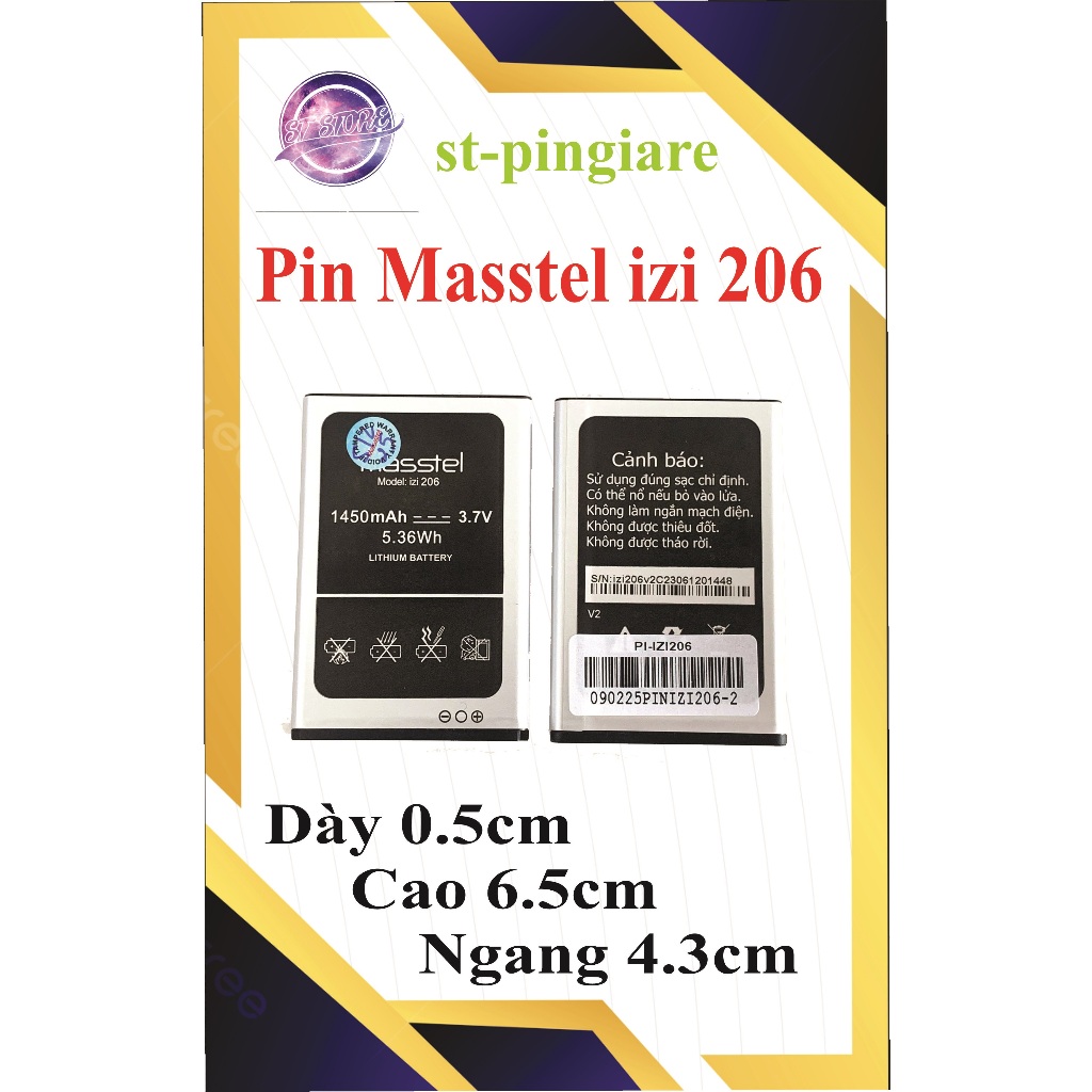 Pin Masstel izi206 ( Zin Hãng ) mới 100%