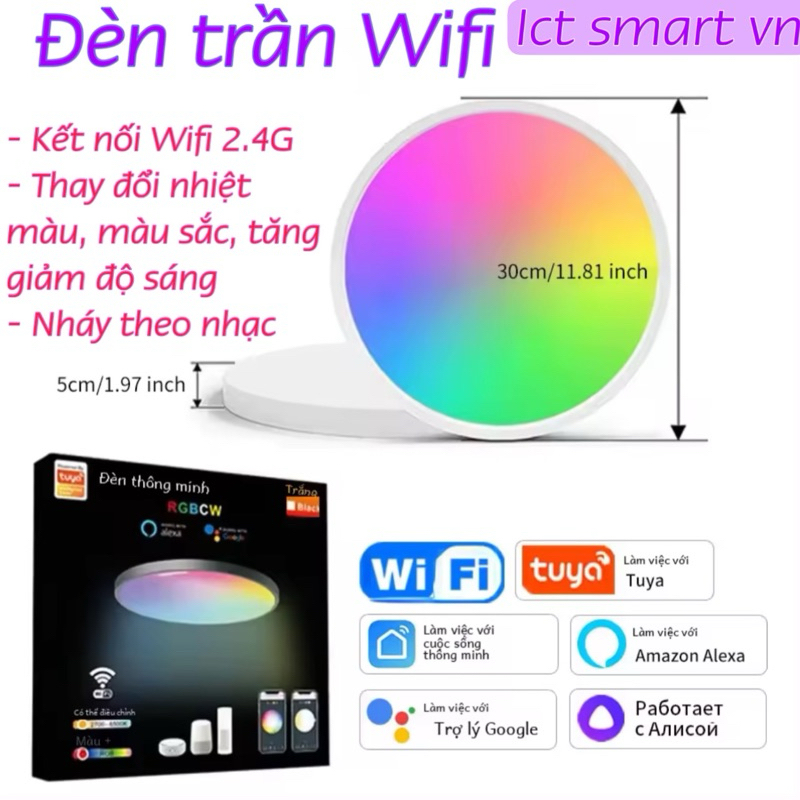 Đèn ốp trần/ bóng đèn Wifi Tuya