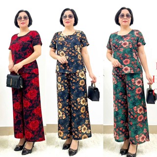 Đồ bộ trung niên Tay cộc cho Bà cho Mẹ Vải Cát lụa hàn châu