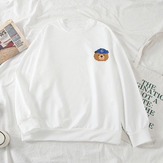 [HCM] (40-70kg) Áo sweater unisex chất nỉ bông mỏng, in nhiệt. S35-logo gấu nón xanh.