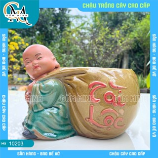  Chậu Tượng Chú Tiểu Gốm Bát Tràng - Chậu Bonsai Mini Đa Dạng Mẫu Mã Trang Trí Tiểu Cảnh Phong Thủy 