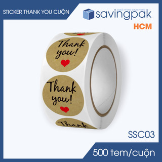  SSC03 - D2.5 cm - 1 Cuộn 500 sticker thank you tròn nhãn dán thank you tem dán cảm ơn -S.MSC03 