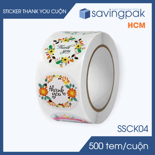  SSCK04 - D2.5 cm - 1 Cuộn 500 sticker thank you tròn nhãn dán thank you tem dán cảm ơn -S.MSCK04 
