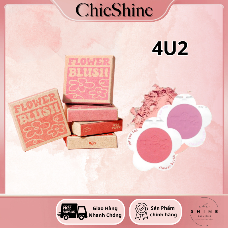Phấn Má Hình Bông Hoa 4U2 Flower Blush- Phấn Mịn- Lên Màu Tự Nhiên - Thái Lan Chính Hãng
