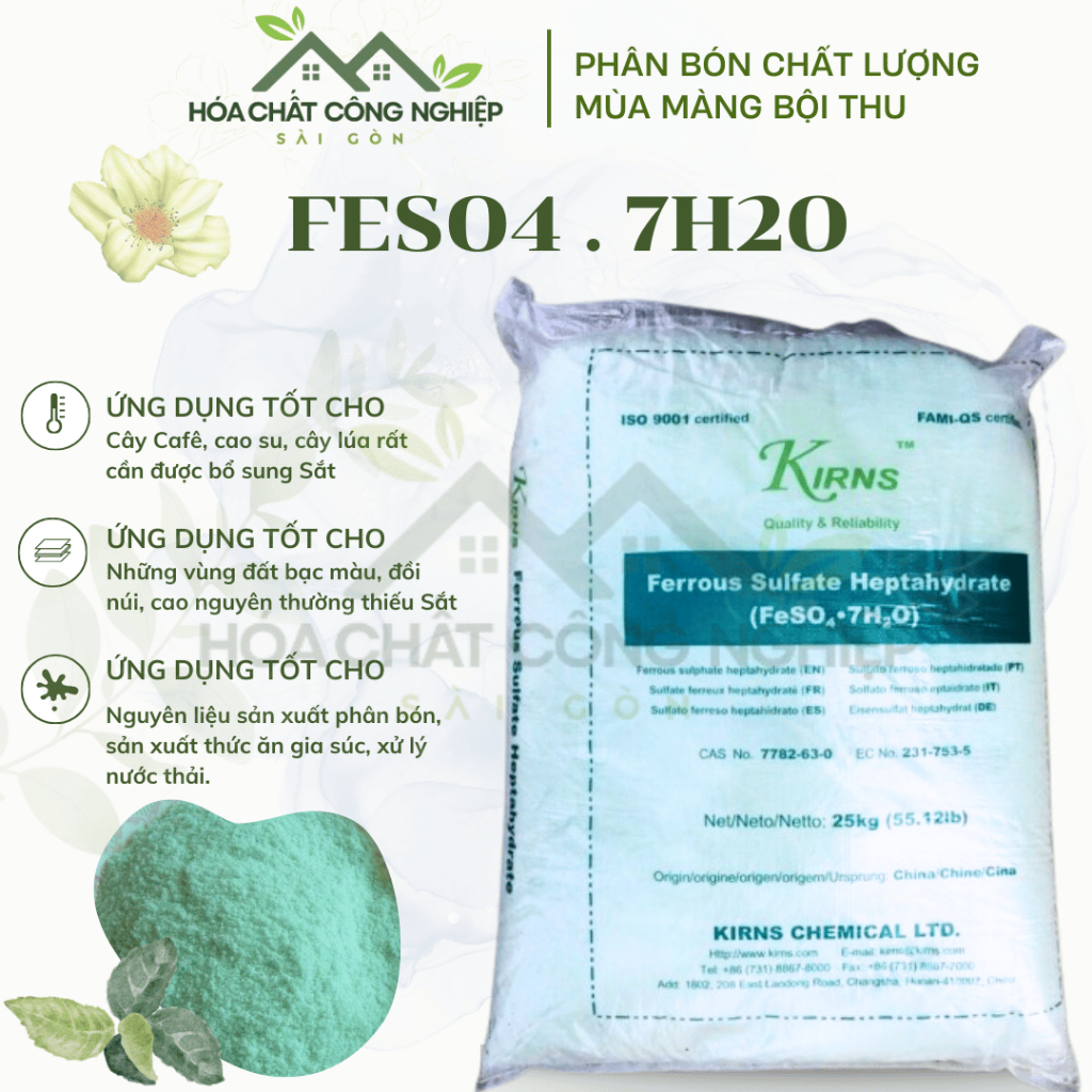 [GIÁ SỈ 25KG] SẮT SULPHATE FESO4-7H2O TẠO DINH DƯỠNG CHO ĐẤT