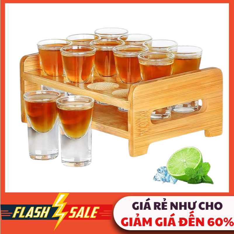 SET 6 Ly Thủy Tinh Đế Dày 35ml Uống Shot Ly Uống Rượu Thủy Tinh Dày Cao Cấp Sang Trọng Dáng Trơn #