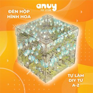 Hộp đèn hoa hồng tulip LED tráng gương tự làm DIY hình khối vuông 10x10